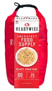 ReadyWise RW10641 7 Day Emergency Grab Bag 60 Servings, 10 Mylar Pouches, 13,920 Total Calories, About 60 Cups of Water Needed
