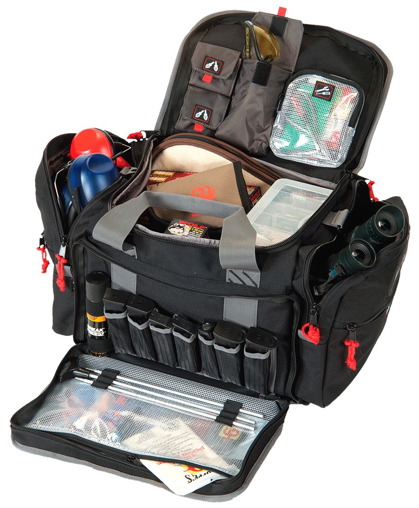 GPS Bags 2014LRB Large Black Nylon with Lift Ports, Storage Pockets, Visual ID Storage System & Holds 5 Handguns or More & Ammo Includes 4