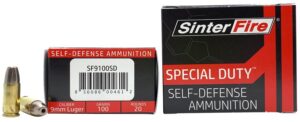 SinterFire Inc SF9100SD Special Duty (SD) 9mmLuger 100gr Lead Free Frangible Hollow Point 20 per Box/10 Case