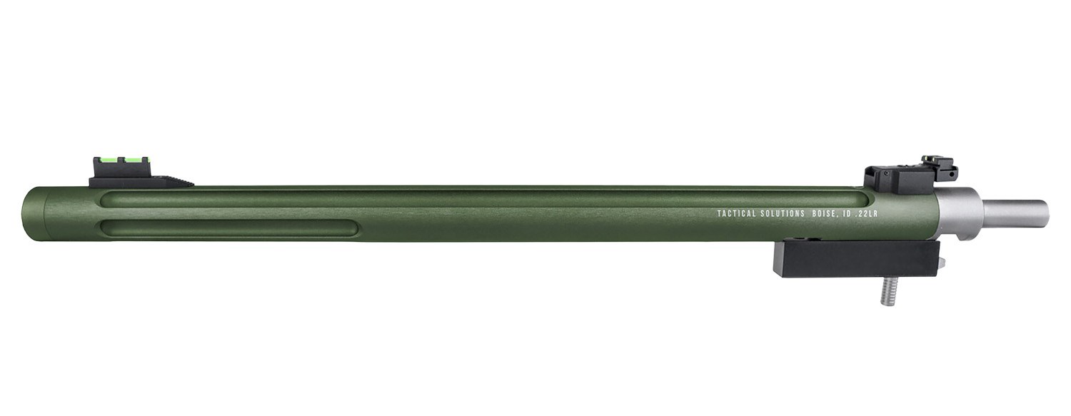 Tactical Solutions 1022TDMOD X-Ring Barrel 22 LR 16.50" OD Green Matte Finish Aluminum Material Bull with Fluting, Threading & Sights for Ruger