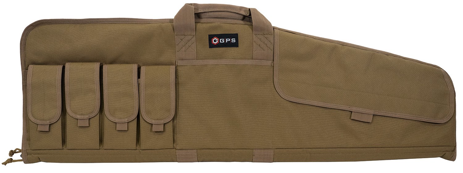 GPS Bags SRC42FDE Single Rifle Case Flat Dark Earth 600D Polyester with Magazine Pouch Lockable Zippers & Fleece-Lining