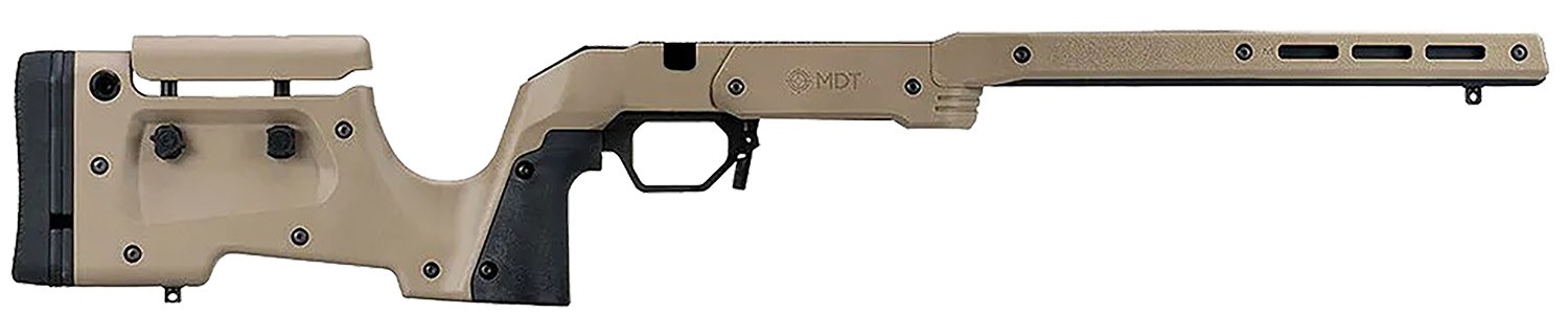 MDT Sporting Goods Inc 104690FDE XRS Chassis FDE Aluminum Core with Polymer Panels, Adjustable Cheekrest, M-LOK Forend, Interchangeable Grips, AICS