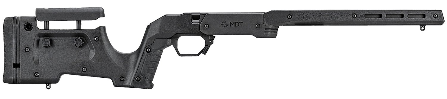 MDT Sporting Goods Inc 105051BLK XRS Chassis Black Aluminum Core with Polymer Panels, Adjustable Cheekrest, M-LOK Forend, Interchangeable Grips, AICS