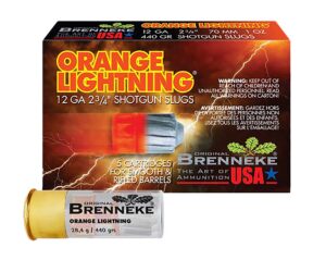Brenneke SL122OL Orange Lightning 12Gauge 2.75" 1oz Slug Shot 5 per Box/50 Case