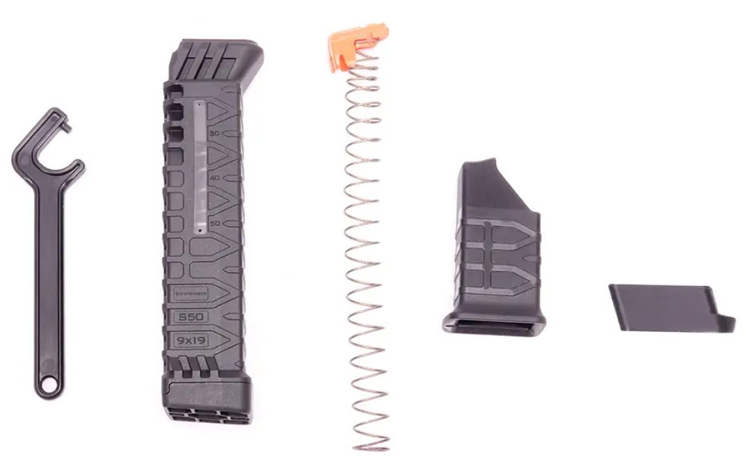 Ati Schmeisser S50 Mle 9MM Glock 17/19 Magazine Adapter for 50 Rounds ATIM9MMS50ADPT