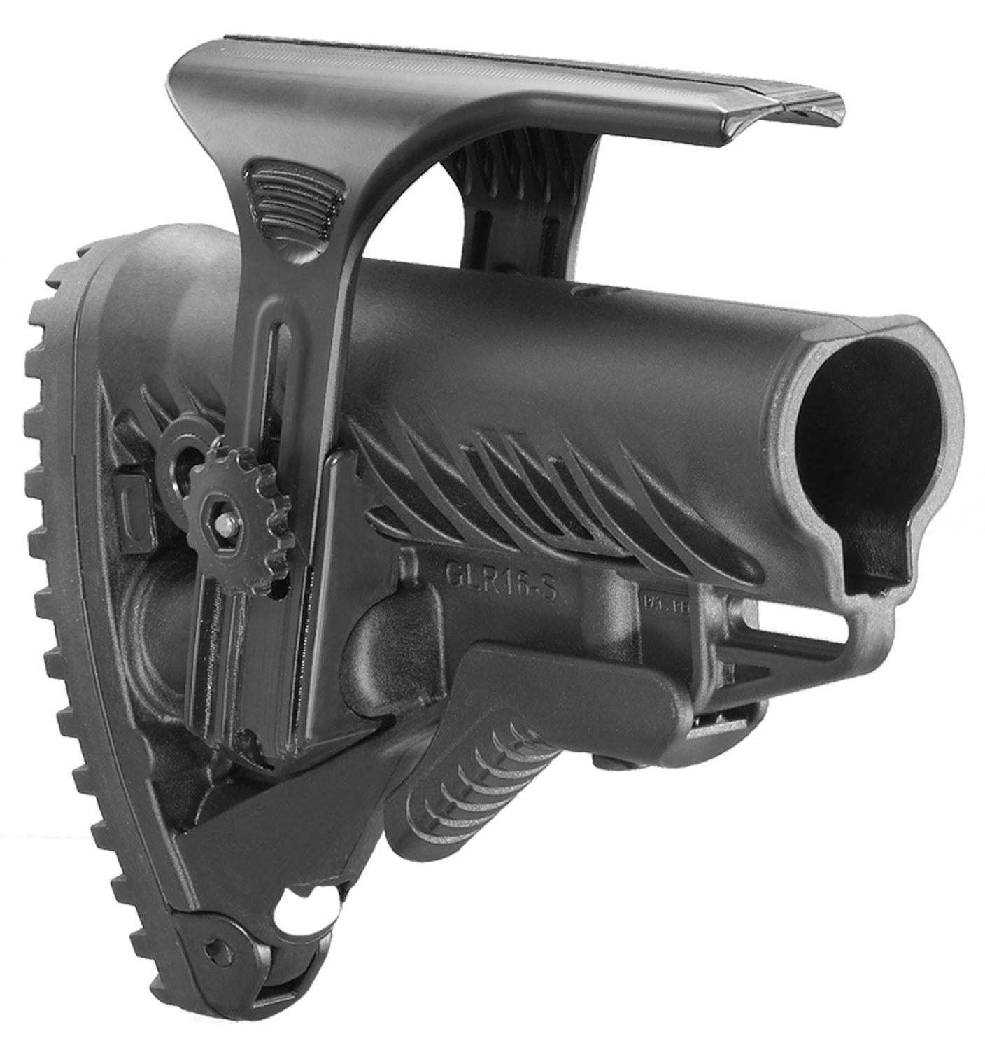 FAB Defense FXGLR16CP GLR-16 CP Tactical Buttstock for AR-15/ M16/ M4 with Adjustable Cheek-Rest & Anti-Rattle Mechanism Black Polymer