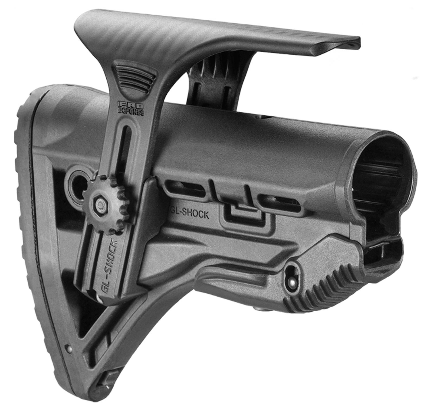 FAB Defense FXGLSHOCKCP GL-Shock CP Buttstock for AR-15/ M16/ M4 with Adjustable Cheek-Rest & Anti-Rattle Mechanism Black Mil-Spec Reinforced