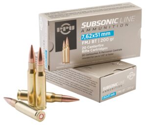 PPU PPS762 Subsonic 7.62x51mmNATO 200gr Full Metal Jacket Boat Tail 20 per Box/10 Case