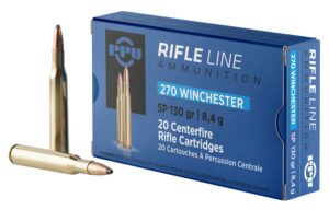PPU PP2701 Standard Rifle 270Win 130gr Soft Point 20 per Box/10 Case