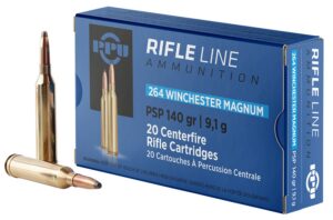 PPU PP264 Standard Rifle 264WinMag 140gr Pointed Soft Point 20 per Box/10 Case