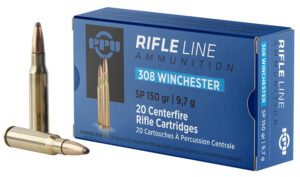 PPU PP3081 Standard Rifle 308Win 150gr Soft Point 20 per Box/10 Case