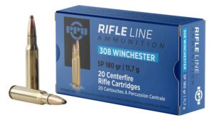 PPU PP3083 Standard Rifle 308Win 180gr Soft Point 20 per Box/10 Case