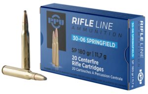 PPU PP30063 Standard Rifle 30-06Springfield 180gr Soft Point 20 per Box/10 Case
