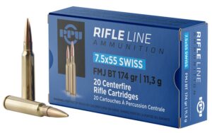 PPU PP7SF Metric Rifle 7.5x55mmSwiss 174gr Full Metal Jacket Boat Tail 20 per Box/10 Case