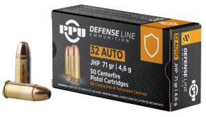 PPU PPD32A Defense 32ACP 71gr Jacketed Hollow Point 50 per Box/20 Case