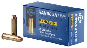 PPU PPH357MF Handgun 357Mag 158gr Flat Point Jacketed 50 per Box/10 Case