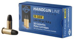 PPU PPH38SW Handgun 38S&W 145gr Lead Round Nose 50 per Box/20 Case