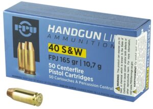 PPU PPH40F Handgun 40S&W 165gr Flat Point Jacketed 50 per Box/10 Case