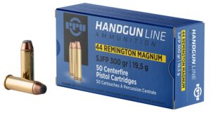 PPU PPH44MF Handgun 44RemMag 300gr Semi Jacketed Flat Point 50 per Box/10 Case