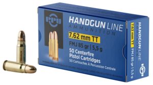 PPU PPH7TF Handgun 7.62x25mmTokarev 85gr Full Metal Jacket 50 per Box/10 Case