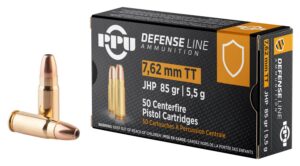 PPU PPD7T Defense 7.62x25mmTokarev 85gr Jacketed Hollow Point 50 per Box/10 Case