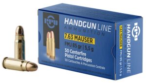 PPU PPH763 Handgun 7.63mmMauser 85gr Full Metal Jacket 50 per Box/10 Case