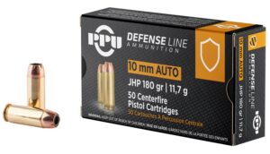 PPU PPD10 Defense 10mmAuto 180gr Jacketed Hollow Point 50 per Box/10 Case
