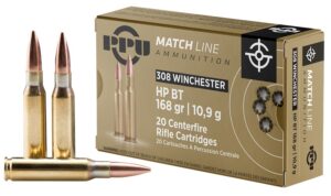 PPU PPM3082 Match 308Win 168gr Hollow Point Boat Tail 20 per Box/10 Case