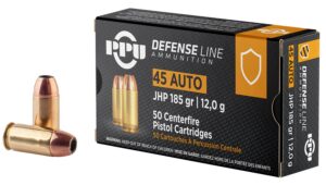PPU PPD45 Defense 45ACP 185gr Jacketed Hollow Point 50 per Box/10 Case