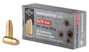 PPU PPRM9 Rangemaster 9mmLuger 124gr Full Metal Jacket 50 per Box/20 Case