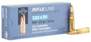 PPU TR&Z PP739P Metric Rifle Rifle Line 7.62x39mm 123 Gr Pointed Soft Point 20 per Box/ 50 Case
