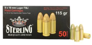 Sterling Brass Case Amo 9MM 115GR Fmj 50-Round (20 Box Case)